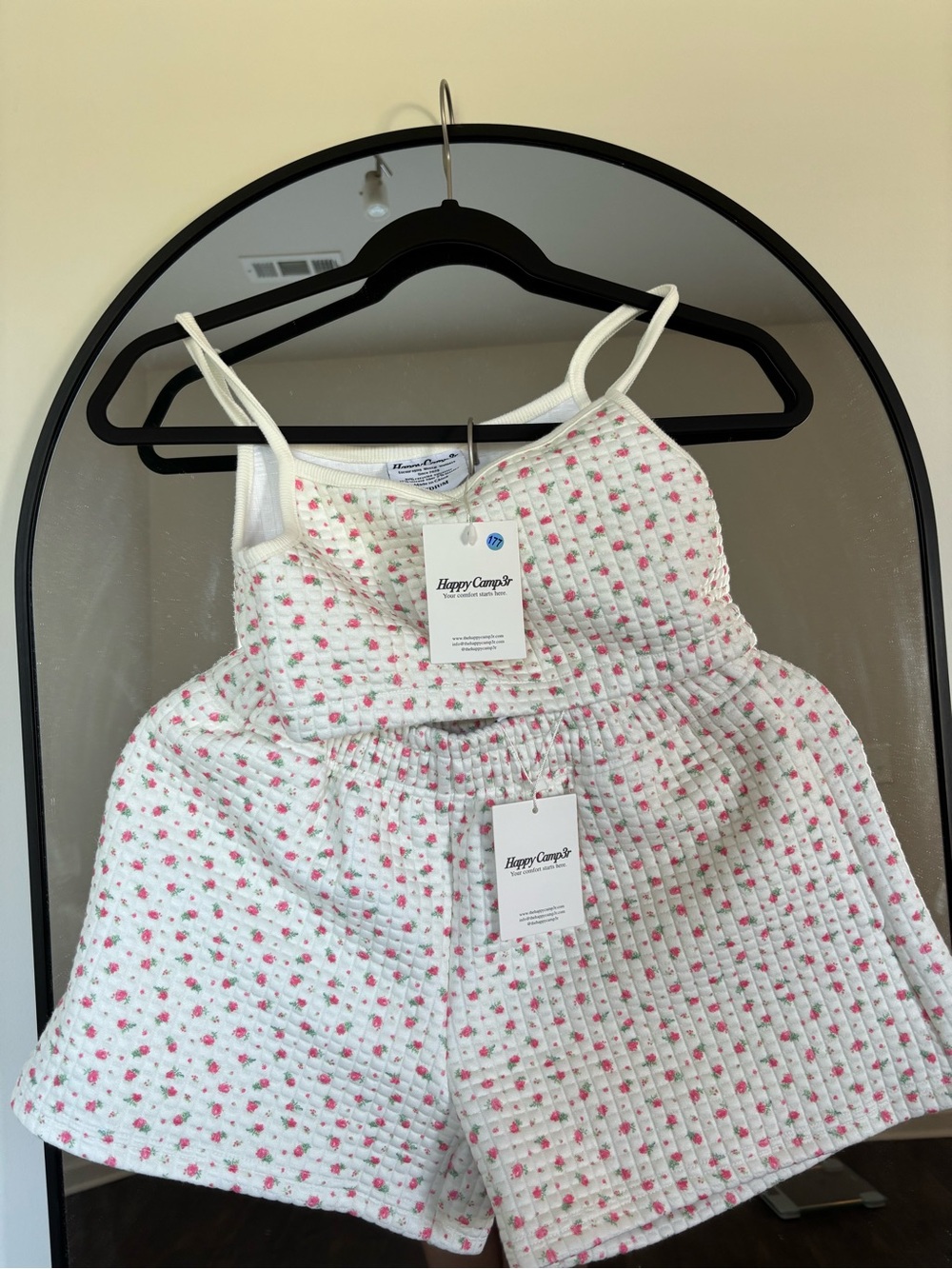 Happy Camps White Floral Quilted Cami & Short Set
